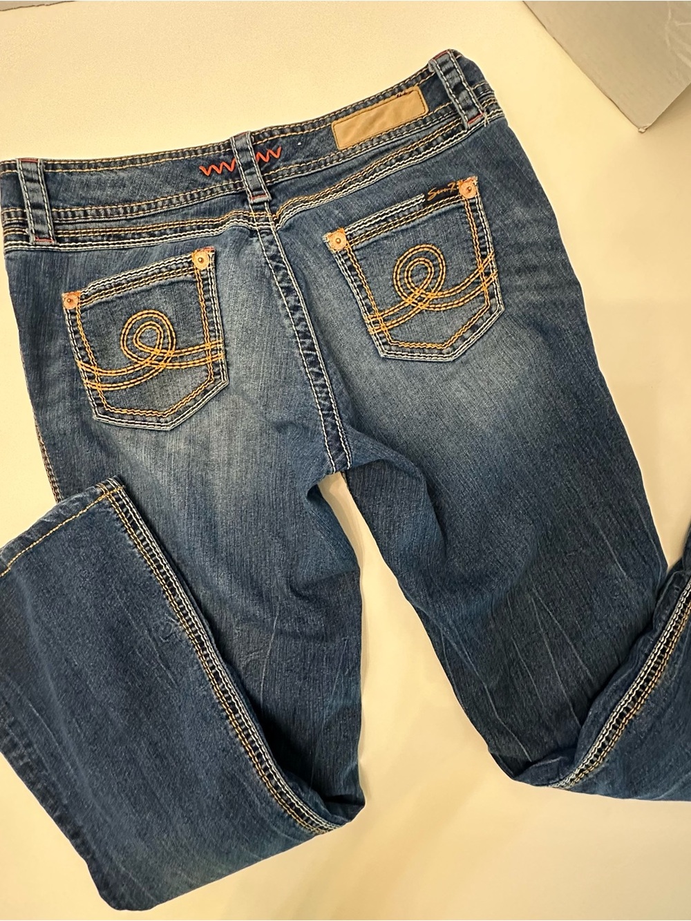 Women’s Dark Blue Embellished Pocket Jeans x3 size 10 1 pair capri, boot cut - Picture 7 of 16
